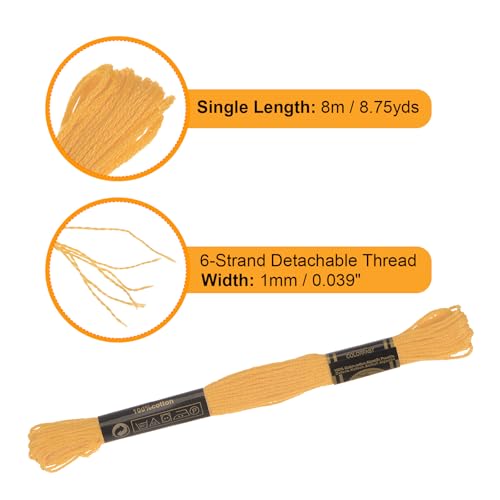 Image of HARFINGTON 12 Skeins Embroidery Floss 8.75yds(8m) Egyptian Long-Staple Cotton Cross Stitch Thread for Sewing DIY Bracelet Yarn String and Crafts, Creamy Yellow(6019)