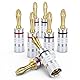 MOSWAG 4 Paar Bananenstecker für Lautsprecherkabel – 24K vergoldete Bananen-Adapterstecker