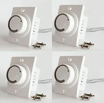 Hi-PLASST (4 Pcs) Socket Dimmer Type Fan Regulator (White),Non-Modular-(L*B = 5.5 * 4cm) (4)