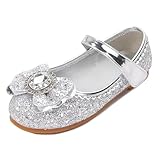 YOSICIL Zapatos de la Princesa Elsa niñas con Lentejuela Zapato de Disfraz Elsa Frozenn de Princesa Disfraz Sandalias Tacón Zapatos de Fiesta Halloween Cumpleaños，Plateado，27