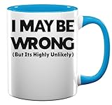 Photo Gallery tazza in ceramica con scritta "i may be wrong but it s highly unlikely bold", colore: azzurro Photo Gallery tazza in ceramica con scritta "i may be wrong but it s highly unlikely bold", colore: azzurro