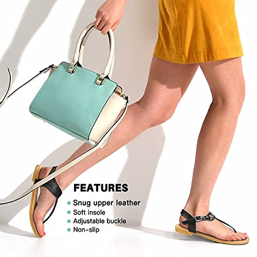 Sandals for women - Womens Comfortable Cute Flat Thong Sandals - Women’s Summer Sandal Shoes with Adjustable Ankle Buckle T-Strap2