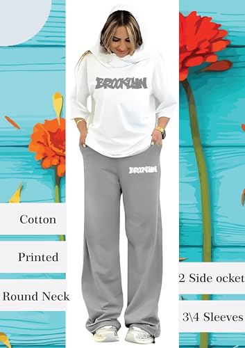 Image of My Swag Womens Co Ord Set Half Sleeve Loose Fit Cotton T-Shirt & Trouser for Women & Girl