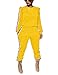 Women's Casual Striped Patchwork Two Piece Set Ruffle Sleeve Sweatshirt and Pants Sweatsuits Yellow 1X