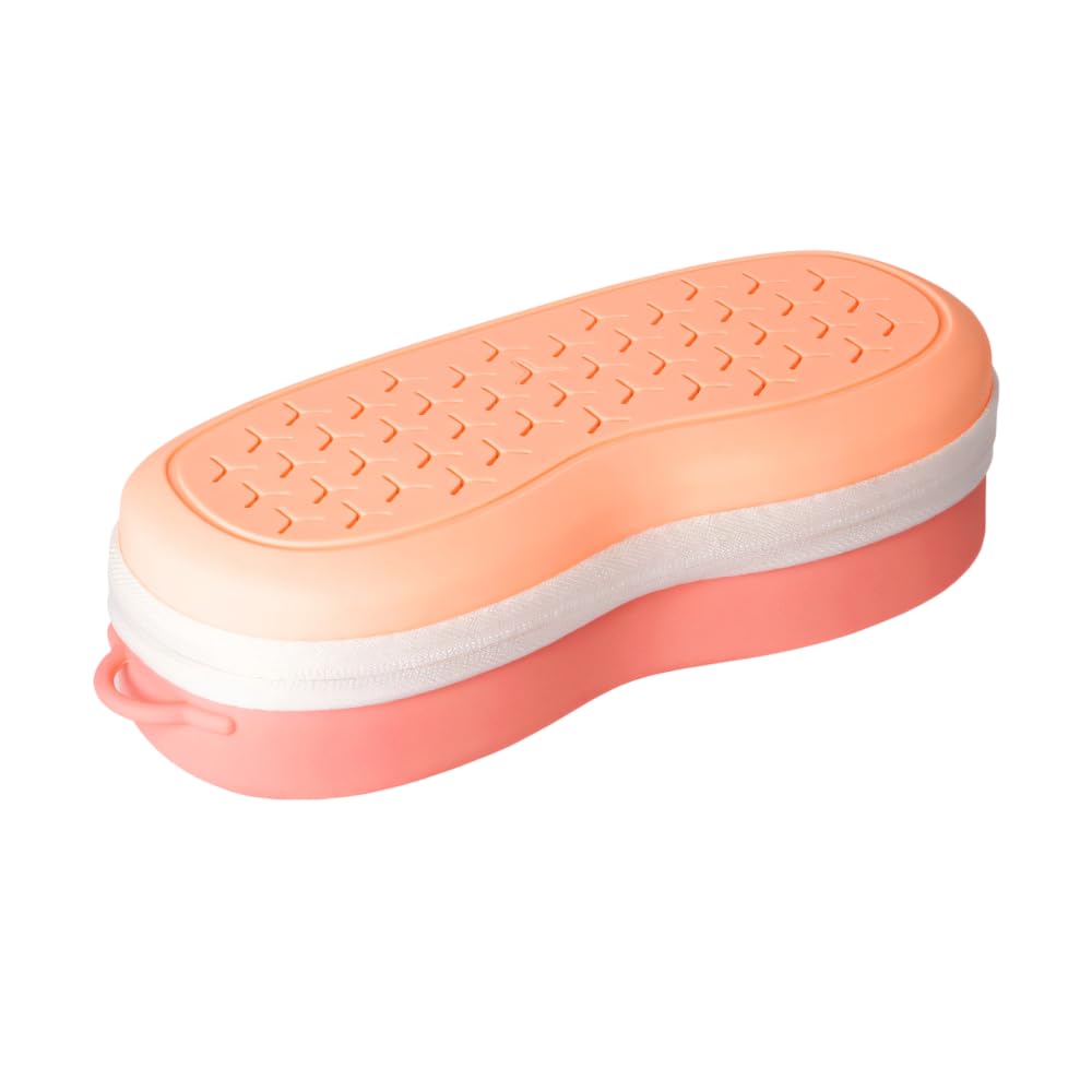 Mioyoow Unisex Pink Swim Goggle Case, Silicone Swimming Zipper Goggles Storage Box With Drain Holes Eyeglasses Organiser For Swimmers Adults