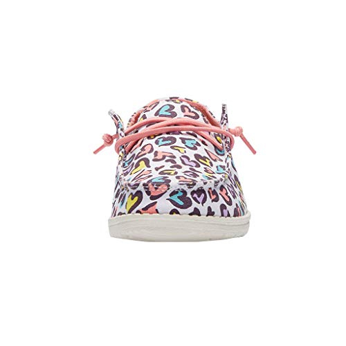 Image of HEYDUDE Girl's Wendy Youth White Leopard Size 4 | Girl's Shoes | Girl's Lace Up Loafers | Comfortable & Light-Weight