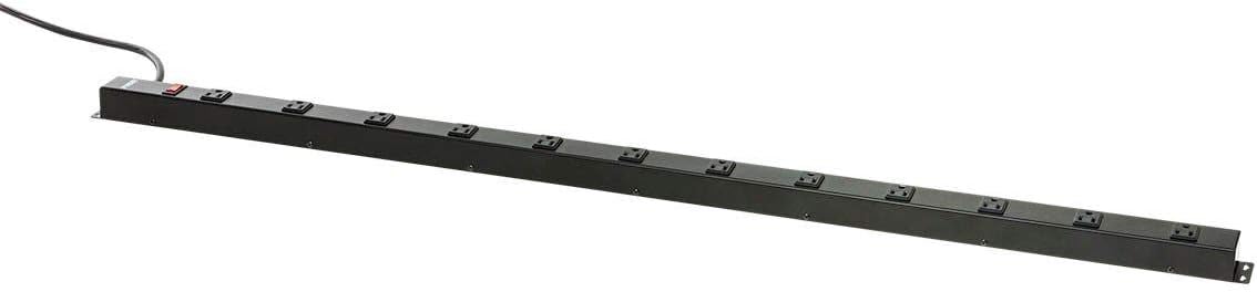 Monoprice Power & Surge - 12 Outlet 4 Feet Metal Power Strip - 6 Feet Cord - Black | 15A / 125V / 1875W