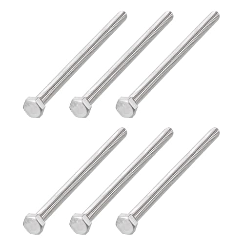 Image of METALLIXITY Hex Head Bolts (5 /16-18 x 6 inch) 6Pcs, 304 Stainless Steel 18-8, Fully Threaded, External Hex Drive, Plain Finish, Hex Head Screw Bolt, Silver