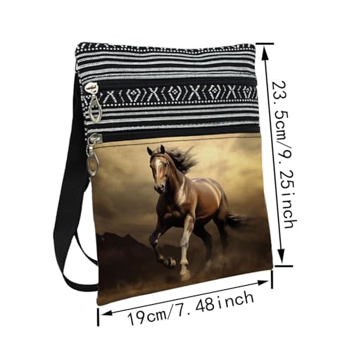 War Horse Messenger Bag Small Ethnic Pattern Printed Adjustable Strap Crossbody Zipper Bag War Horse Phone Bag Wallet Cute Shoulder Handbag for Women2