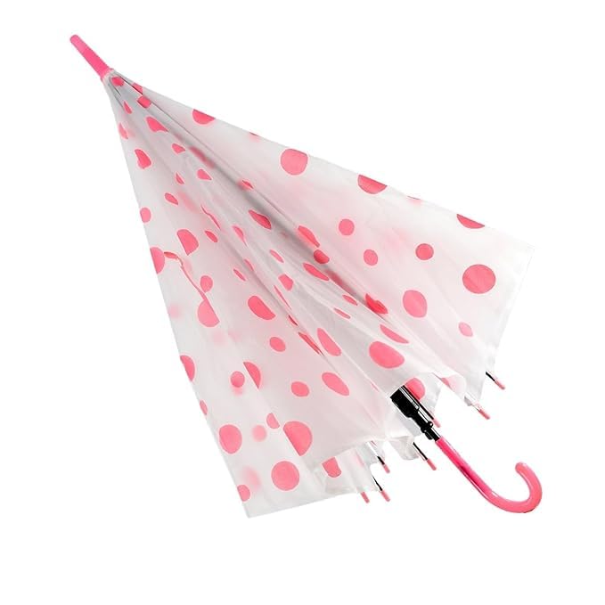 Transparent Large Polka Dot Umbrella Windproof Auto Open | Umbrellas Rain Umbrellas with J Hook Handle | Outdoor Uses Like Camping, Hiking And Heavy Rain Umbrella For Kids-image-7