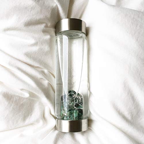 VitaJuwel ViA VITALITY | Crystal Water Bottle with Emerald & Clear Quartz - Regeneration, Rejuvenation & Renewal - Image 5
