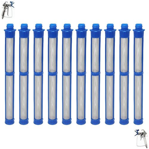 287033 - Pistola pulverizadora sin aire de malla 100, color azul, compatible con Graco Contractor PC, II, FTx, Silver Plus y más, filtros de pulverización de pintura de alta presión negros duraderos