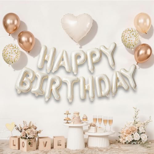 Champagne White Happy Birthday Balloons Decorations for Woman/Men by TATAUP - Used condition - Image 5