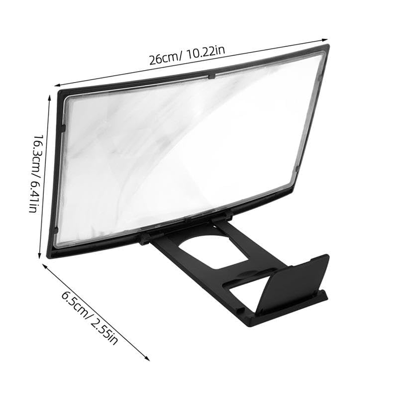 Image of 12 Inch HD 3D Curved Mobile Phone Screen Magnifier with Foldable Stand | Screen Enlarger for Smartphones | Eye Protection Amplifier for Movies, Videos, Gaming & Reading | No Power Required