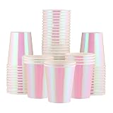 Pink Paper Cups 9oz (38 Pack) Disposable Party Cups for Hot and Ice Drinks as Juice,Tea,Milk, Bevera