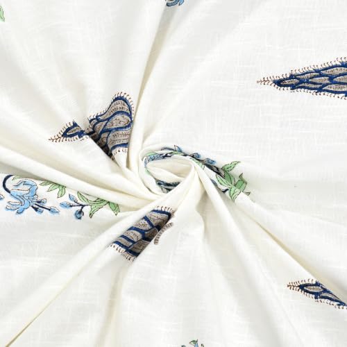 Image of BLOCKS OF INDIA Hand Block Printed Cotton Linen Daylight Door Curtain (Style 6, Door 7 FEET)