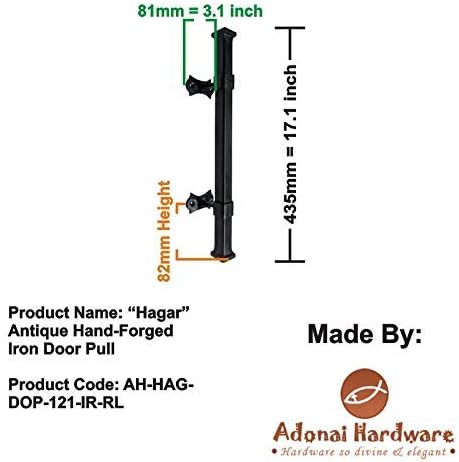 Adonai Hardware "Hagar Antique Iron Hand-Forged Door Pull (Oil Rubbed Black Living Finish)