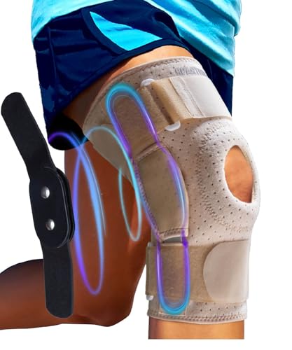 Image of Sparthos Knee Brace - Heavy-Duty Hinged Support for ACL, MCL, Meniscus Tear, Arthritis, Tendonitis Pain - Open Patella - 4-Strap Adjustable, For Men and Women, Check Size Chart (Medium, 12-16″ Thigh)