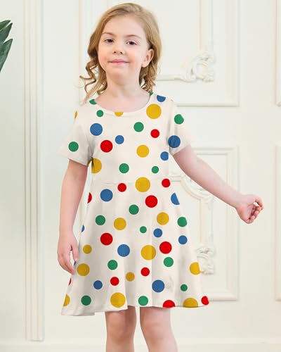 Girl's Dresses Cute Print Short Sleeve Casual Sundress for Girls 4-10 Years2