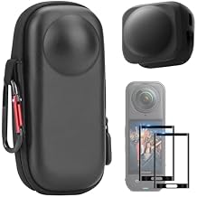Semaiki for Insta 360 X5 Carrying Case, Mini Camera Case Compatible with insta 360 X5/X4, Hard Shell Case with Carabiner and Silicone Lens Cover,Screen Protector