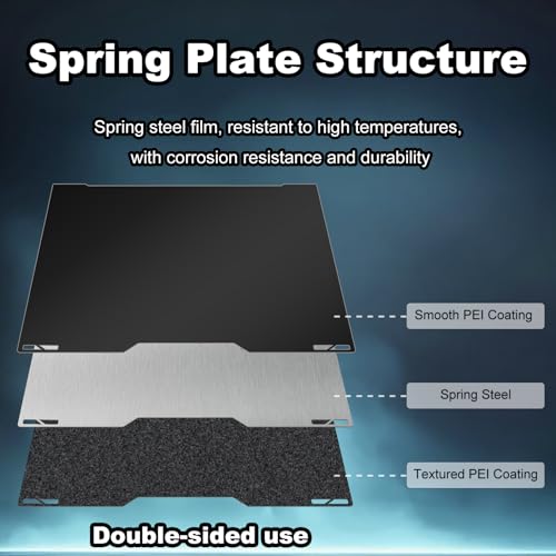Image of 355x346mm Build Plate Double Sided Sheet Textured PEI + Smooth PEI Flexible Removable Spring Steel Heated Printing Bed Platform for Bambu Lab H2D /H2S Laser 3D Printer