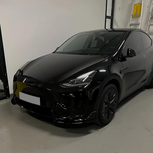 Labio de parachoques delantero compatible con Tesla Model Y y Model 3 alerón negro 5
