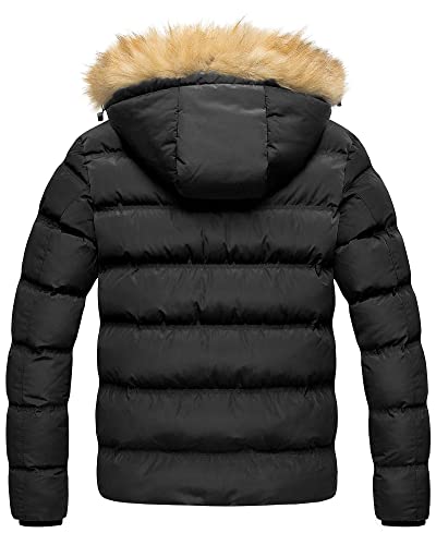 Image of Pursky Men's Puffer Jacket Waterproof Winter Bubble Coats Ski Parka Fur Hooded