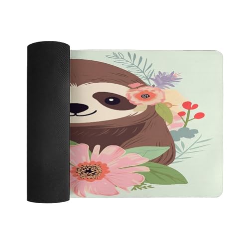 Pad para escritorio Sloth and Flowers 30x60 cm de goma miniatura 3