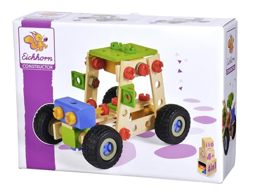 Eichhorn 100039028 - Constructor-Buggy 110-tlg., Holz-Konstruktions-Set, 4...