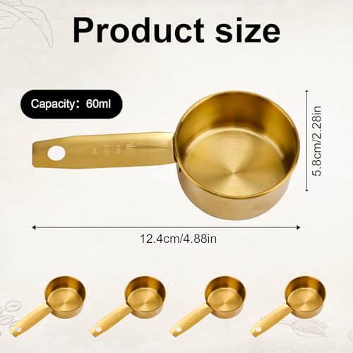 4 piezas Cucharas Medidoras de 1/4 Taza de Acero Inoxidable miniatura 2
