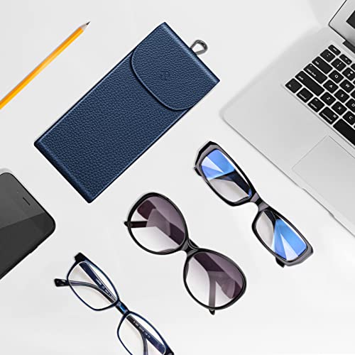Image of FINTIE Double Glasses Case with Carabiner Hook, Portable Vegan Leather Eyeglass Case Anti-scratch Sunglasses Pouch