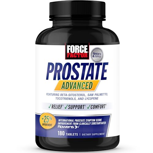 Force Factor Prostate Advanced, Health Supplement for Men for Reducing Nighttime Bathroom Trips, Bladder & Urinary Relief, with Saw Palmetto, Beta-Sitosterol, 180 Tablets (1-Pack)