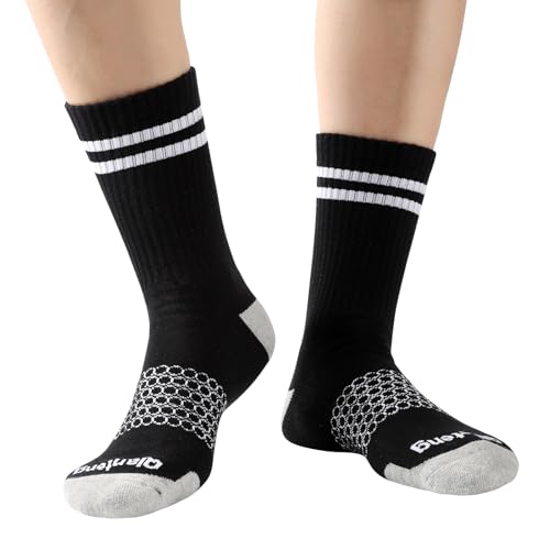 Striped Crew Socks Athletic Socks for Men Women with Cushion Work Hiking Basketball Sport Socks 2-5 Pairs2