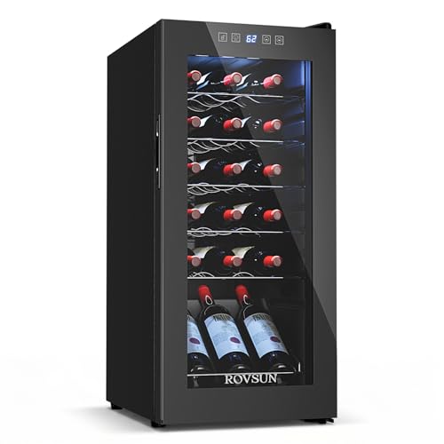 Image of ROVSUN 18 Bottle Wine Fridge, Freestanding Compressor Wine Cooler Refrigerator, Beverage Wine Chiller with Digital Temperature Control & Double-layer Glass Door for Red White Wine, Champagne, Beer