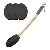AmazerBath Lotion Applicator for Back, Feet, 4 Replacement Pads with 17' Curved Handle, Back Sunscreen Applicator for Kids, Elderly, Women, Apply Skin Cream Medicine Moisturizer Tanner, Black