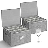 punemi Wine Glass Storage Box, Glassware Storage Containers w/Hard Shell Side Bottom Support &...