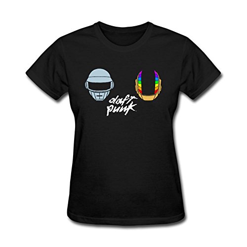 XIULUAN Women's Daft Punk Logo T-Shirt Size S ColorName Short Sleeve Black