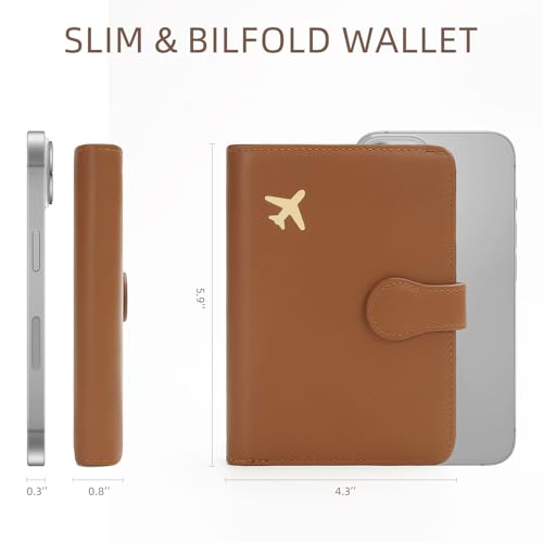 Image of ZOPPEN RFID Blocking Passport Holder Travel Wallet | RFID-blocking protects passport & cards. 4 slots, ID window, zipper pocket. PU leather, slim, light. Unisex brown.
