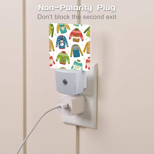 Image of Christmas Ugly Sweaters Night Light for Kids, Winter Holiday Sweaters Night Light Plug in with Dusk to Dawn Sensor, 0.5w Energy Saving Sleep Friendly Nightlight for Hallway Stairway Kitchen Bedroom