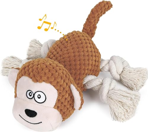 IOKHEIRA Hundespielzeug große Hunde -Plüsch Quietschend (Kastanienbraun, AFFE)