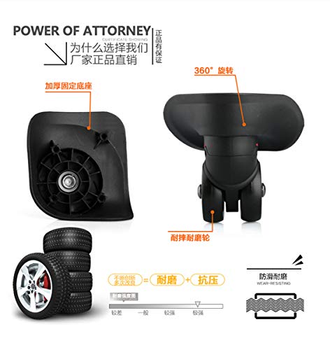Luggage Wheel,Luggage Suitcase Wheels, 360 Degree Swivel Luggage Mute Wheel Suitcase Replacement Repair Wheels Parts Spinner (W042# L Szie)(Black)3