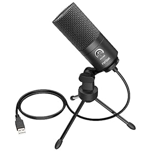 FIFINE USB Mikrofon PC Gaming, Microphone für MAC PS4 PS5, Podcast Mikrofon mit Ständer, Studioqualität Aufnahme kondensator Microfon für Streaming, Studio -Schwarz