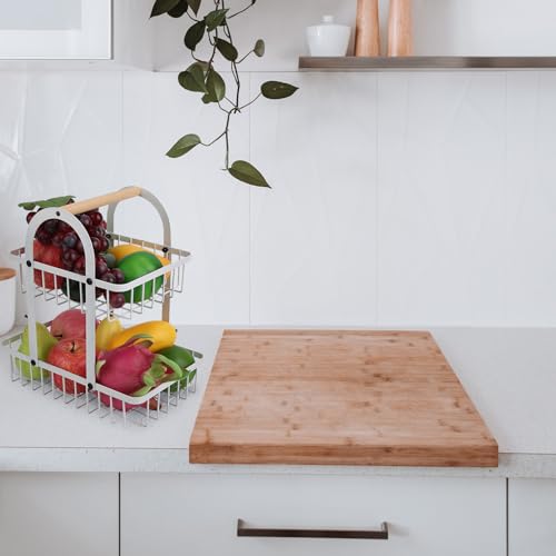 Cesta de hierro de doble capa con asa para frutas y snacks 7