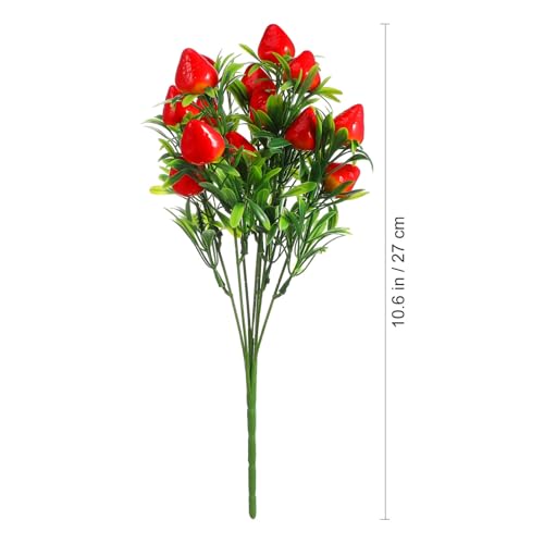 Image of DOITOOL 6Pcs Simulated Strawberry Plant Decor 10.5 inch Long Stem Strawberry Branches, Artificial Plants Fake Berry Stem Artificial Fruit Bouquet for Flower Arrangement (Pack of 2)