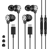 2 PACK USB C Headphones for iPhone 17 16 15, Wired Earbuds USB C with Clear Mic & Noise Reduction, Ear Buds Wired Headphones Type C Earphones for Galaxy S26 Ultra S25 A16, for iphone Android Devices