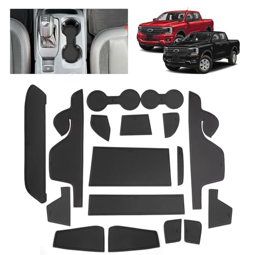 BSTW for Door Slot Mats for 2024-2026 Ford Ranger, Center Console Liners, Cup Holder Insert, Passenger Glove Box Pad for 2026 Ford Ranger XL/XLT/Lariat/Raptor Accessories 17PCS