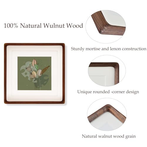 Recuerdos 10x10 Walnut Picture Frame Matted to 6x6/8x8 with HD Plexiglass by Recuerdos - Used condition - Image 6