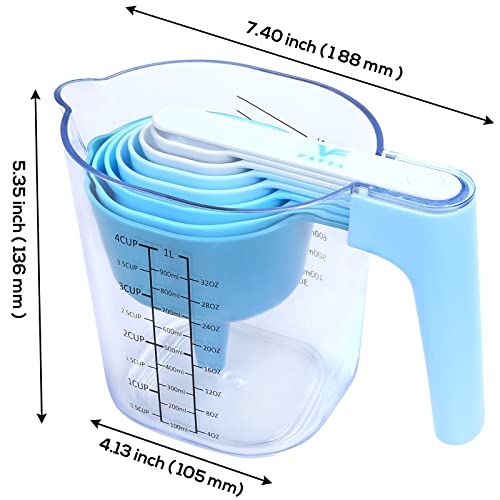 Favia Measuring Cups And Spoons Set For Liquid And Dry Nesting Plastic Kitchen Measure 10 Pieces Bpa Free Dishwasher Safe (Blue) #TOP1