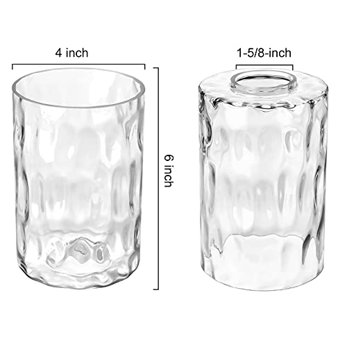 Canomo 3 Packs Hammered Glass Light Shade Cylinder Water Ripple Glass Lamp Shade Replacement 6 Inch Height Fit 2-1/4 Fitter for Wall Lamps Chandeliers or Ceiling Lamps by Canomo - Image 2