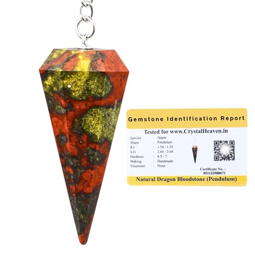 Image of Certified Dragon Bloodstone Pendulum Dowsing Tool - Natural Crystal Pendulum for Spiritual Guidance - Premium Dowser Pendulum for Accurate Divination and Energy Healing - Perfect for Energy Healing and Chakra Balancing - Handcrafted with Precision and Elegance